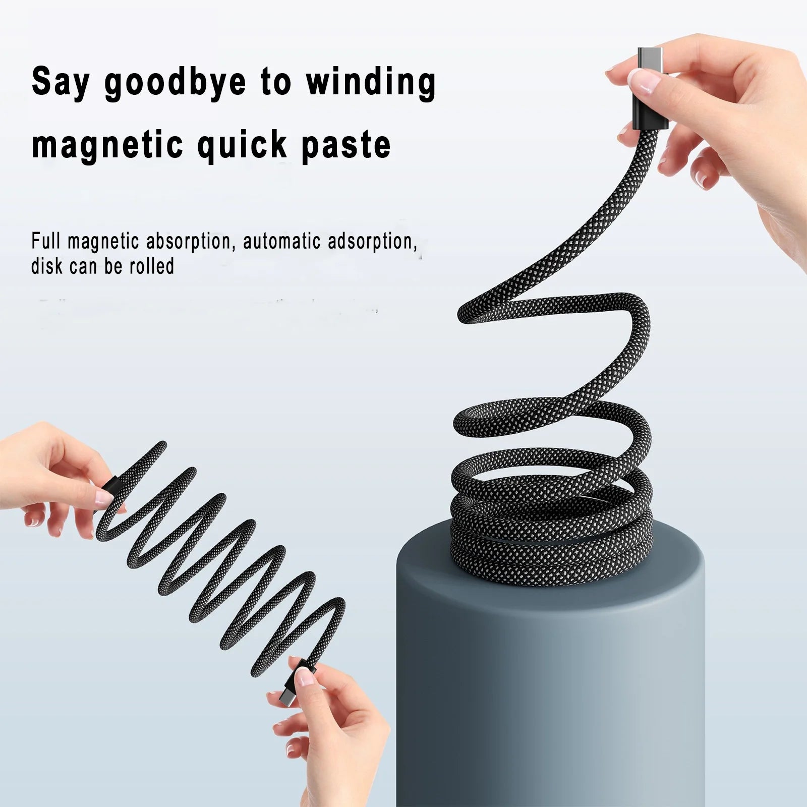 USB C Charger Cable, 100W Magnetic Type C Charging Cable, USB C to USB C Cable, 1M Type C Fast Charging Cord Nylon Braided