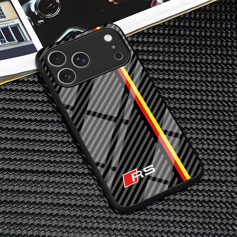 For Iphone 17/16/15/14/13/12/11 Air/Pro/Promax/Plus Carbon Fiber Texture Mirror Mobile Phone Case Glass Case 995