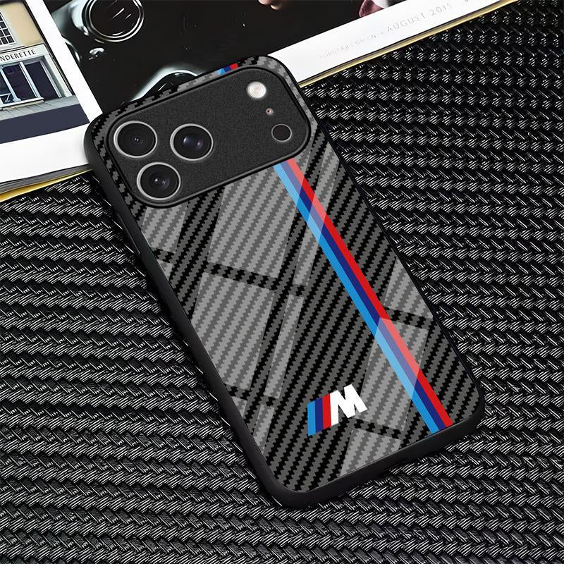 For Iphone 17/16/15/14/13/12/11 Air/Pro/Promax/Plus Carbon Fiber Texture Mirror Mobile Phone Case Glass Case 995