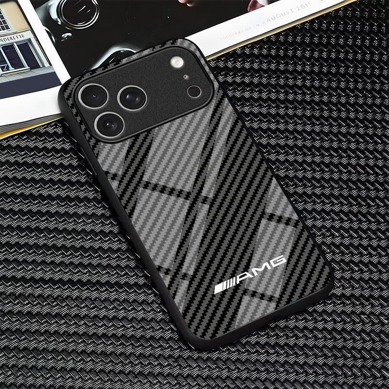 For Iphone 17/16/15/14/13/12/11 Air/Pro/Promax/Plus Carbon Fiber Texture Mirror Mobile Phone Case Glass Case 995