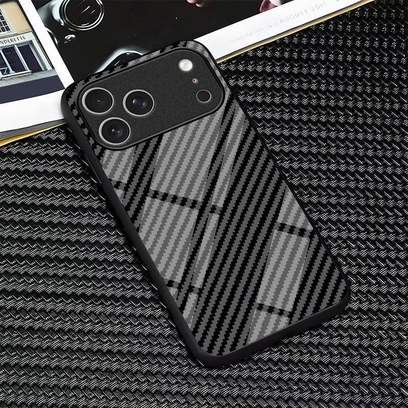 For Iphone 17/16/15/14/13/12/11 Air/Pro/Promax/Plus Carbon Fiber Texture Mirror Mobile Phone Case Glass Case 995