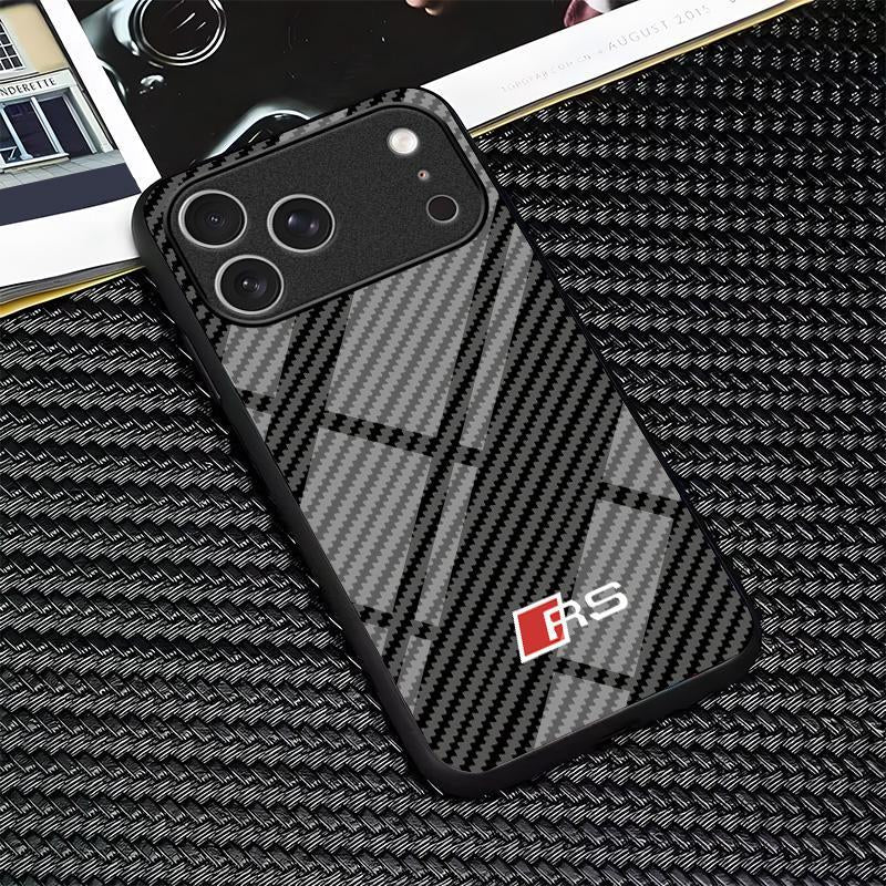 For Iphone 17/16/15/14/13/12/11 Air/Pro/Promax/Plus Carbon Fiber Texture Mirror Mobile Phone Case Glass Case 995
