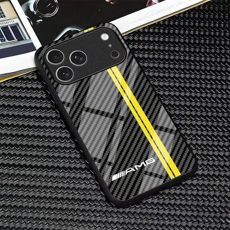 For Iphone 17/16/15/14/13/12/11 Air/Pro/Promax/Plus Carbon Fiber Texture Mirror Mobile Phone Case Glass Case 995